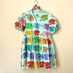 NWOT QUEEN OF SPARKLES QOS Blue Telephone Collar Dress